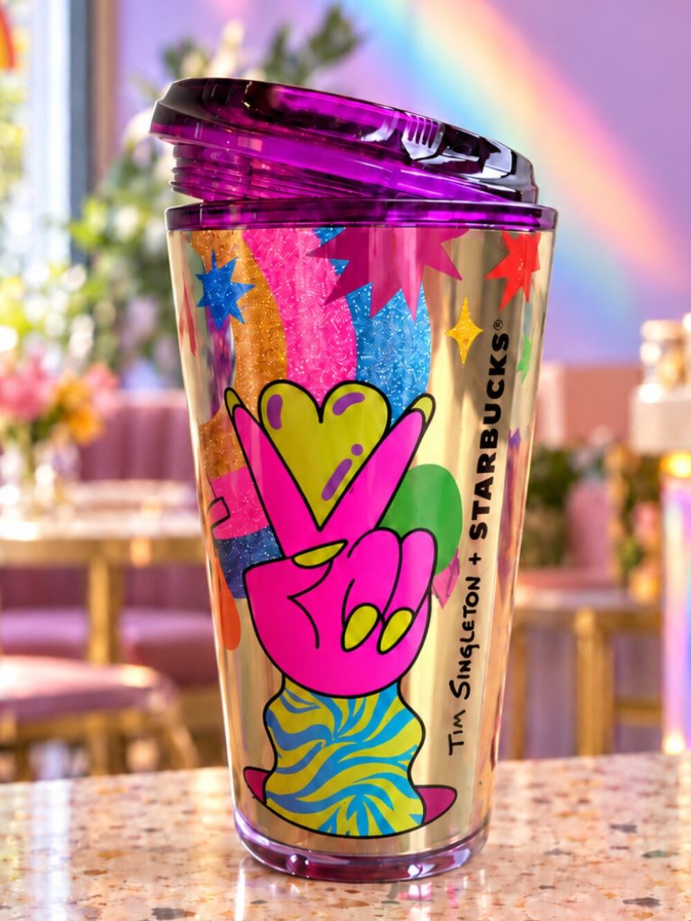 Starbucks 2023 Pride Glitter Cold Cup Tim Singleton 16oz Grande Limited Edition